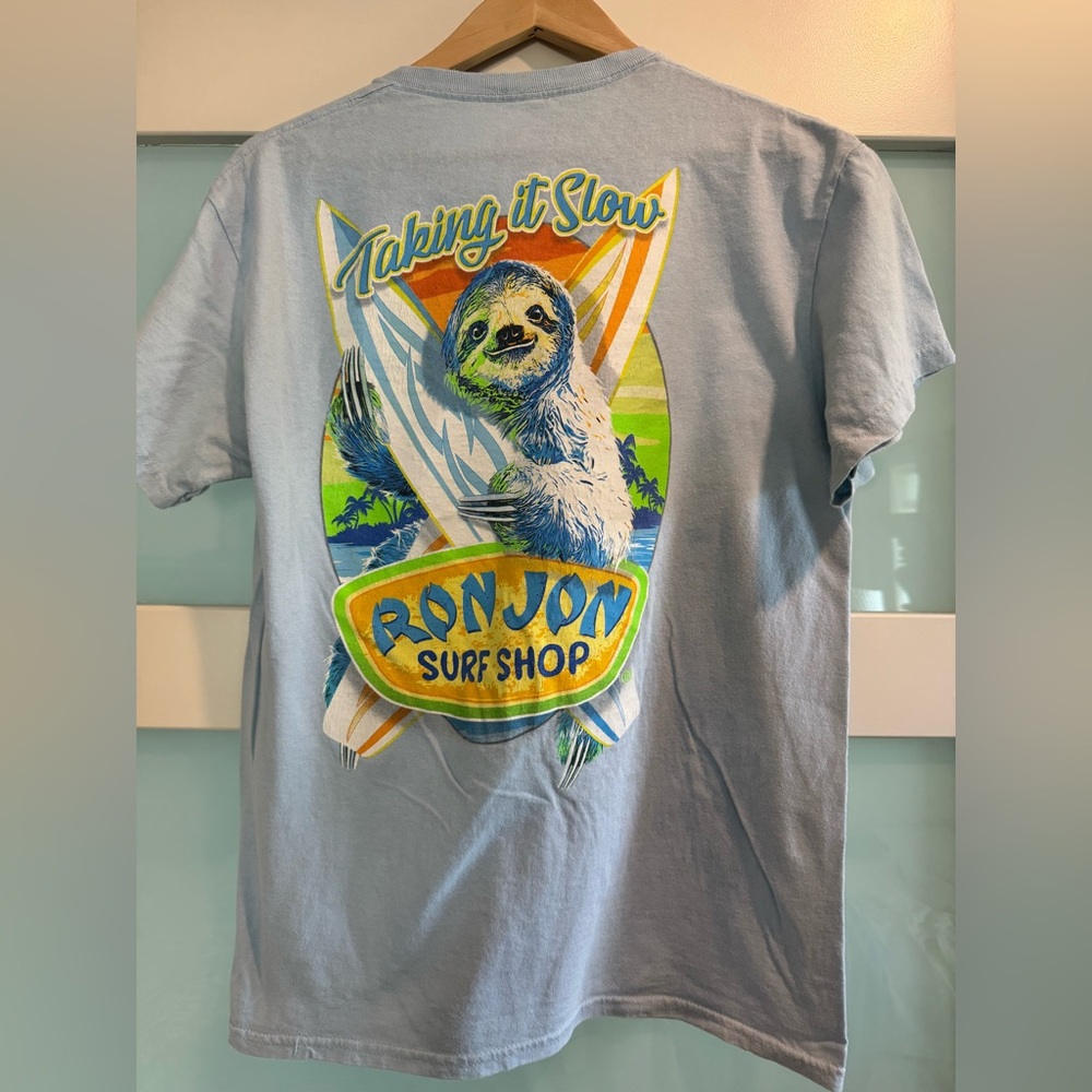 Ron Jon Surf Shop Light Blue Sloth Graphic Tee